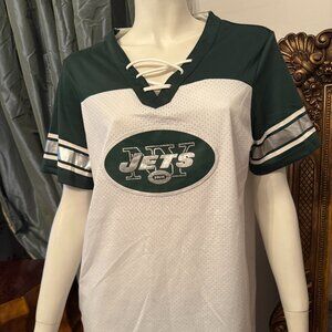 New York Jets Women’s Lace Up Jersey Majestic Size Large